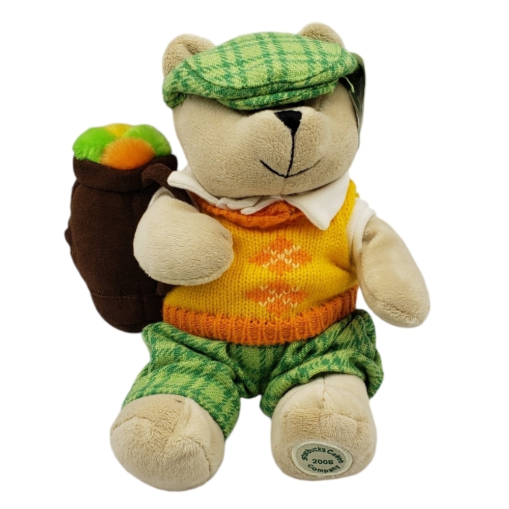 Starbucks Bearista 2006 Golfing Bear Stuffed Animal Stuffy